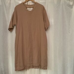 notPerfectLinen Tunic Dress Valencia, midi, v-neck boxy, almost apricot, note XS
